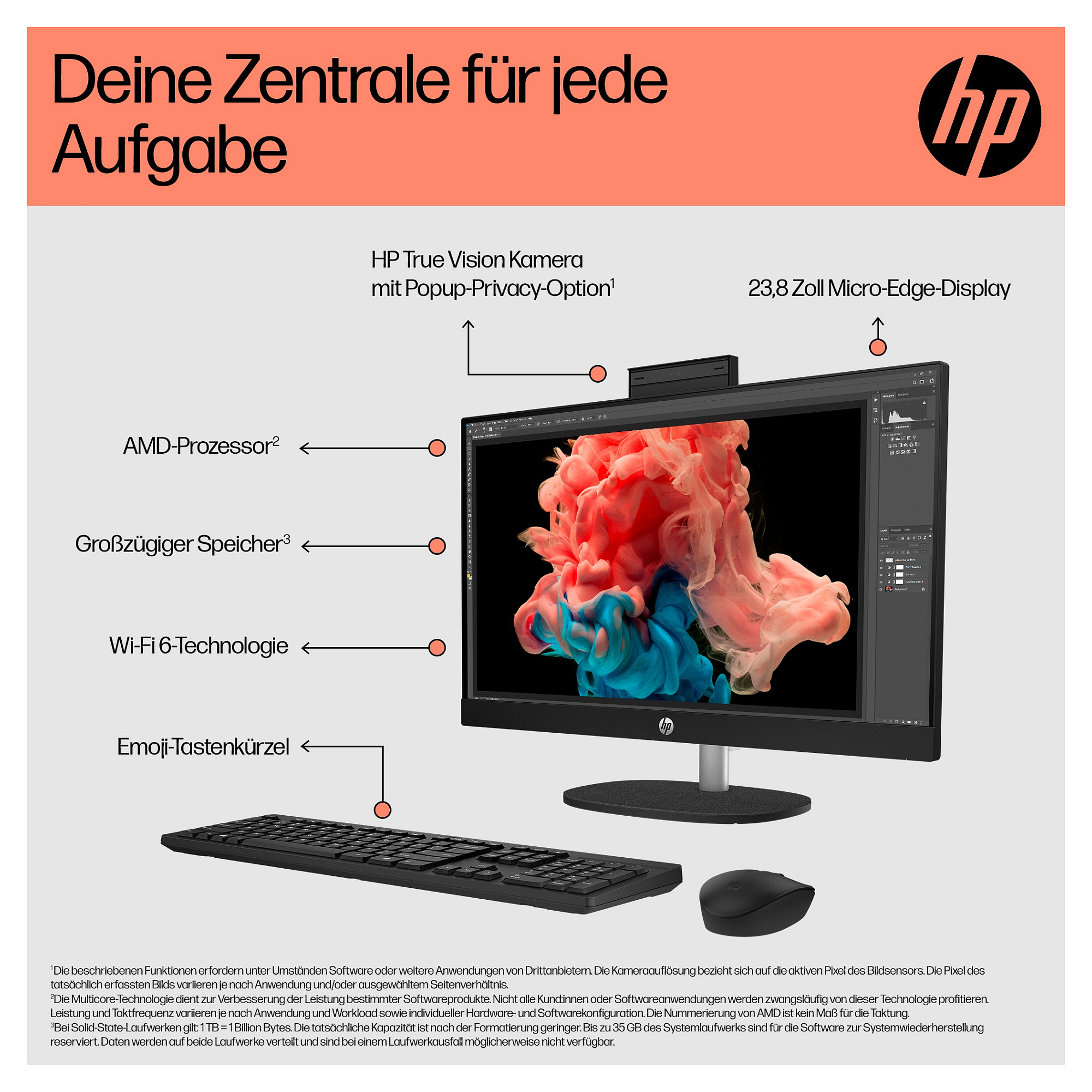 AIO računalo HP 24-cr0110ng (23.8" IPS, Full HD, AMD Ryzen 3 7320U, 8GB, 512GB SSD, AMD Radeon Graphics, FreeDOS, bijelo)-5