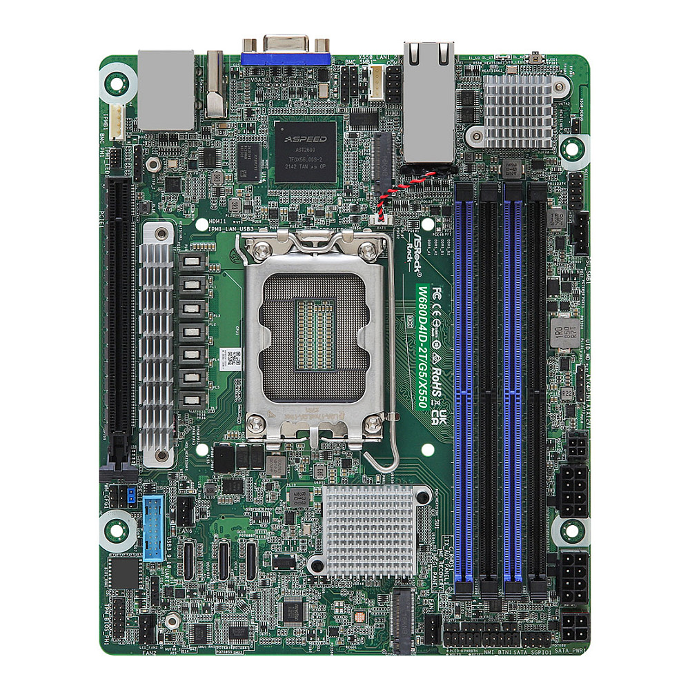 ASRock Mainboard W680D4ID-2T/G5/X550 mini-DTX Sockel 1700 DDR5-only Single-0