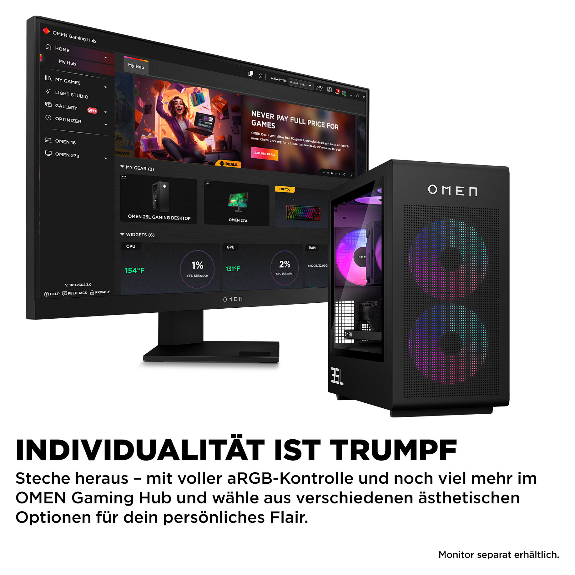 Desktop računalo HP OMEN GT16-1173ng (AMD Ryzen 7 9800X3D, 64GB RAM, 2TB SSD, AMD Radeon RX 9700 XT, Windows 11 Home, Tower)-4