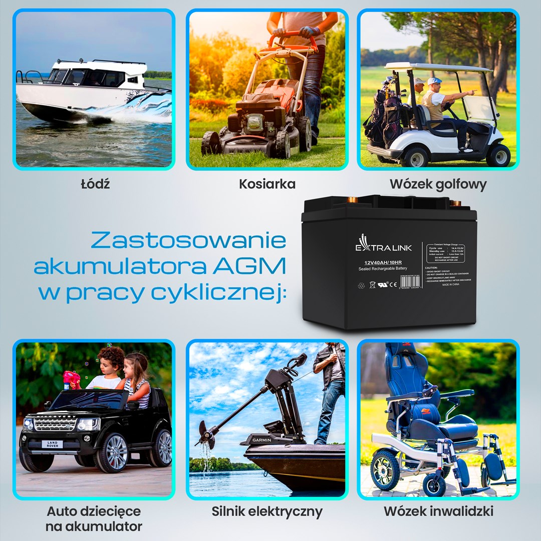 Extralink Accumulator AGM 12V 40Ah maintenance free-15