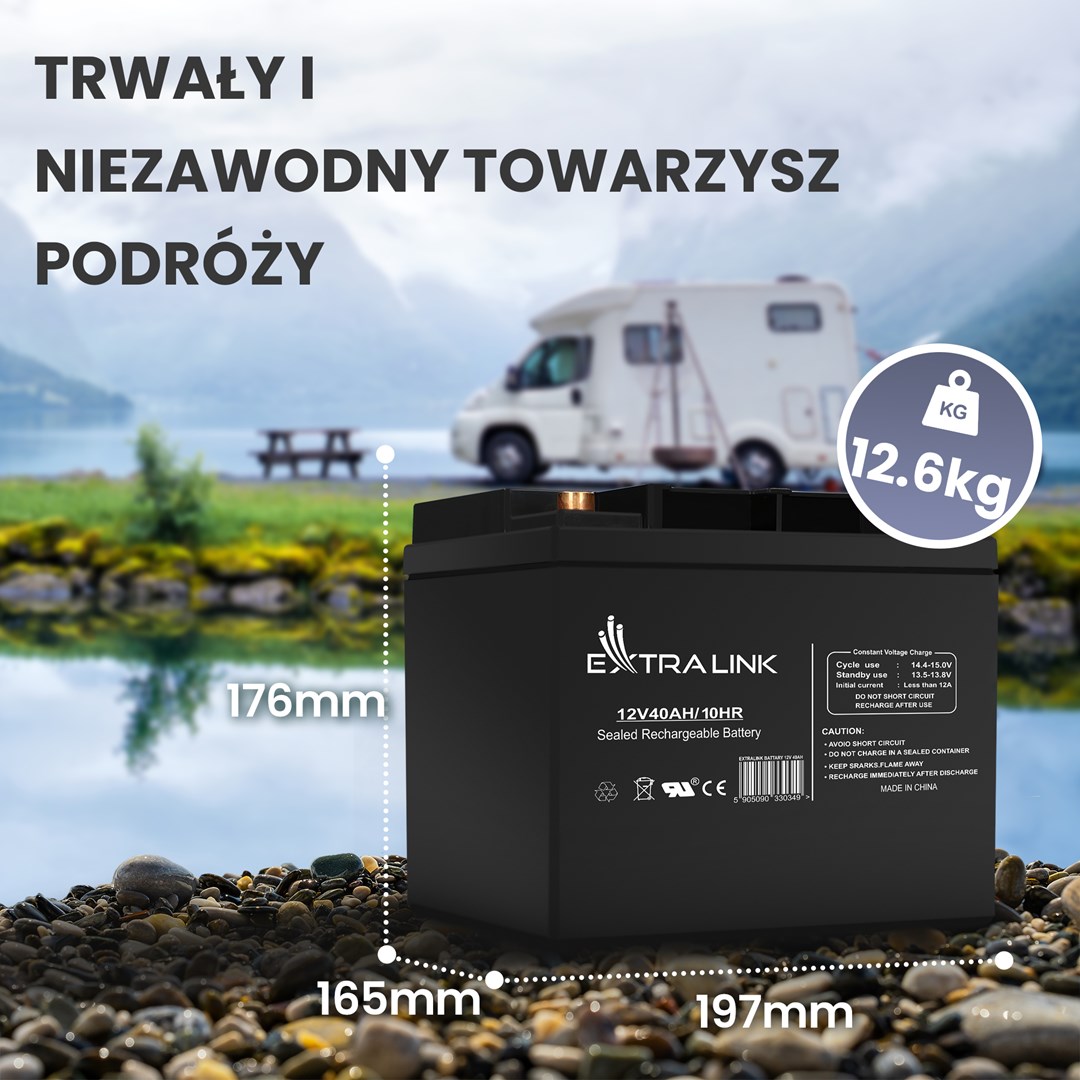Extralink Accumulator AGM 12V 40Ah maintenance free-18