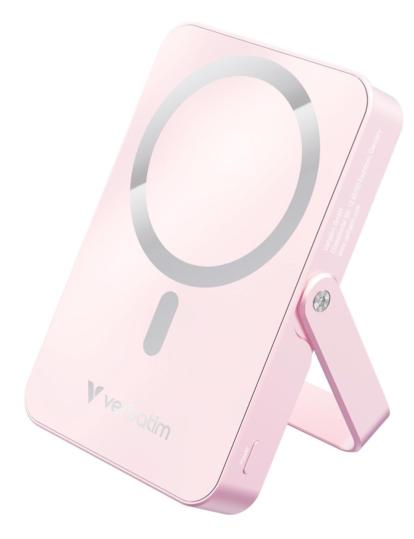 Verbatim Charge 'n' Go Magnetic Wireless Power Bank with stand - 10000 mAh Pink-7