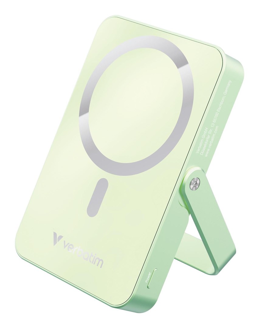 Verbatim Charge 'n' Go Magnetic Wireless Power Bank with stand - 10000 mAh Green-6