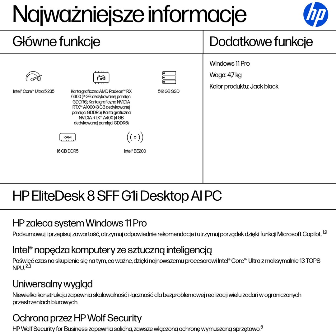 Desktop računalo HP EliteDesk 8 SFF G1i (Intel Core Ultra 5 235, 16GB RAM, 512GB SSD, Intel Graphics, Windows 11 Pro, Small Form Factor)-2