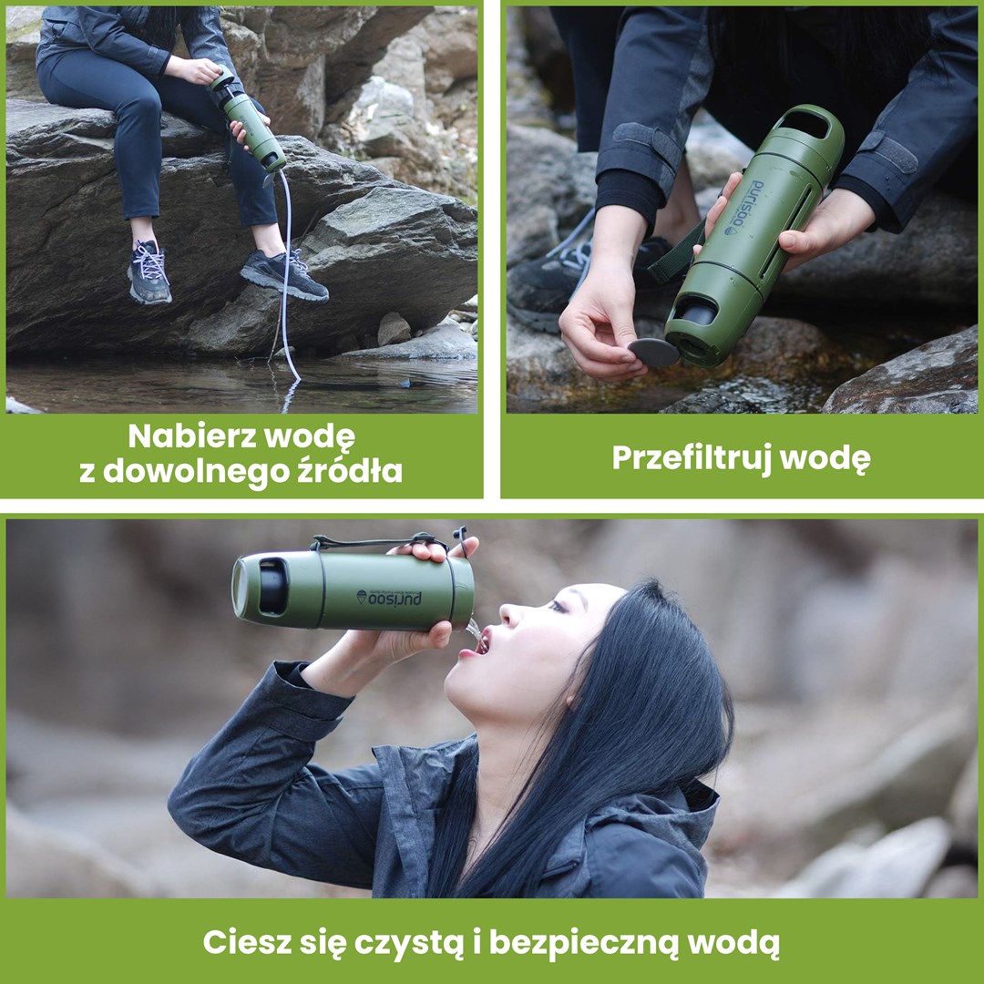 Boca za filtriranje vode EXTRALINK Purisoo+ s pumpom (400 ml, maslinasto zelena boja)-9