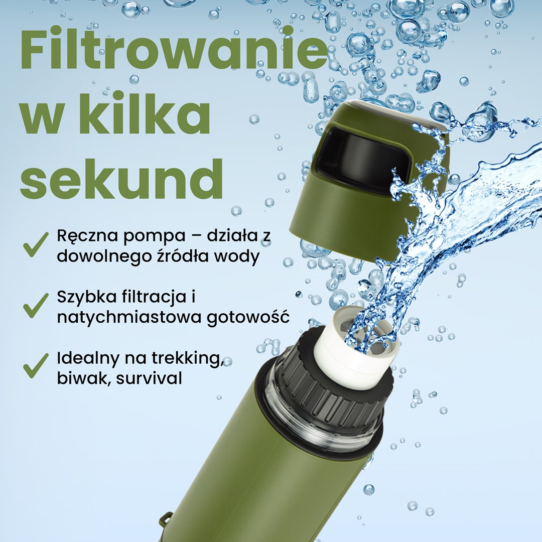 Boca za filtriranje vode EXTRALINK Purisoo+ s pumpom (400 ml, maslinasto zelena boja)-6