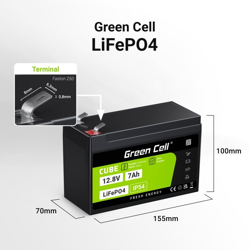 Green Cell LFPGC12V7AH UPS battery Lithium Iron Phosphate (LiFePO4) 12.8 V 7 Ah-3