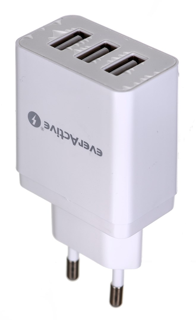 USB zidni punjač EVERACTIVE SC-300 3xUSB 3.4A, bijela boja