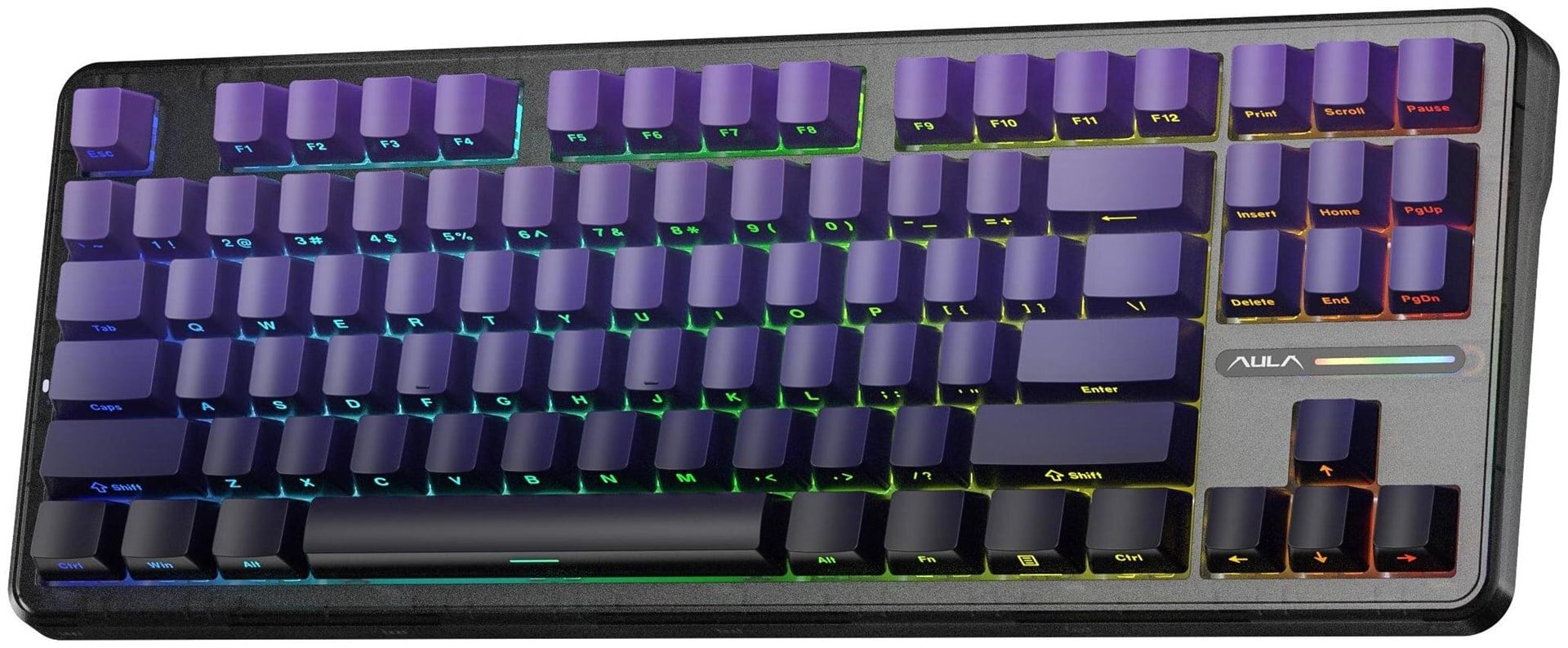 AULA Gasket F87 Pro Keyboard Black Purple GrayWoodV4 RGB-2