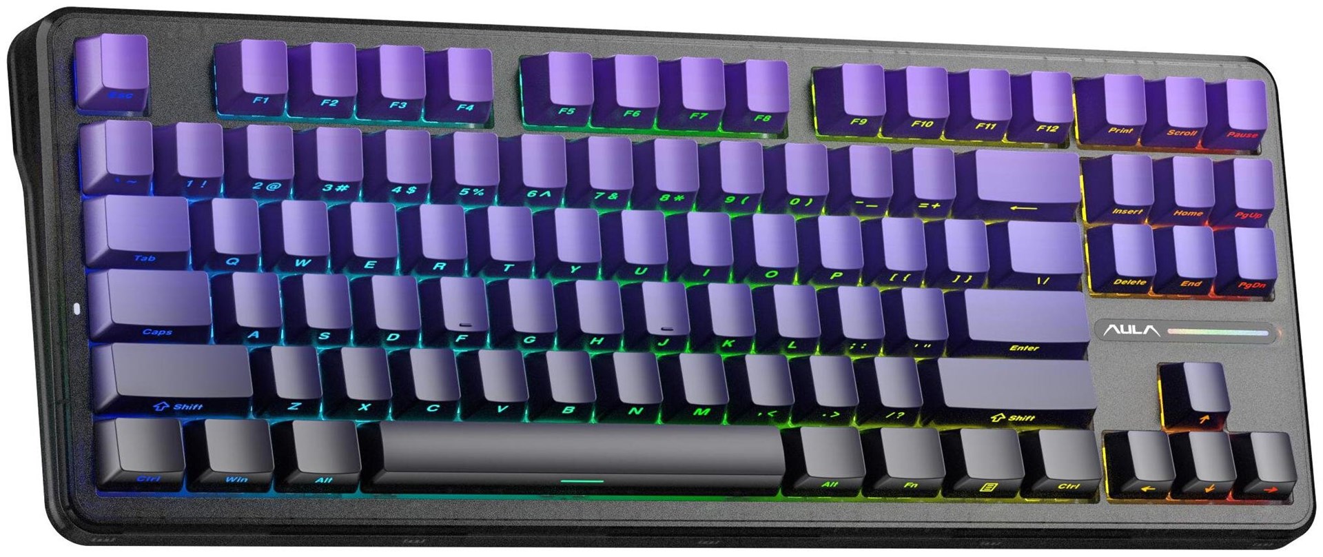 AULA Gasket F87 Pro Keyboard Black Purple GrayWoodV4 RGB-1