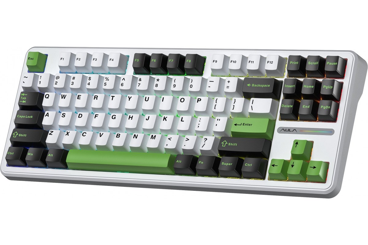 AULA Gasket F87 Thunder Black GrayWoodV3 RGB Keyboard-2