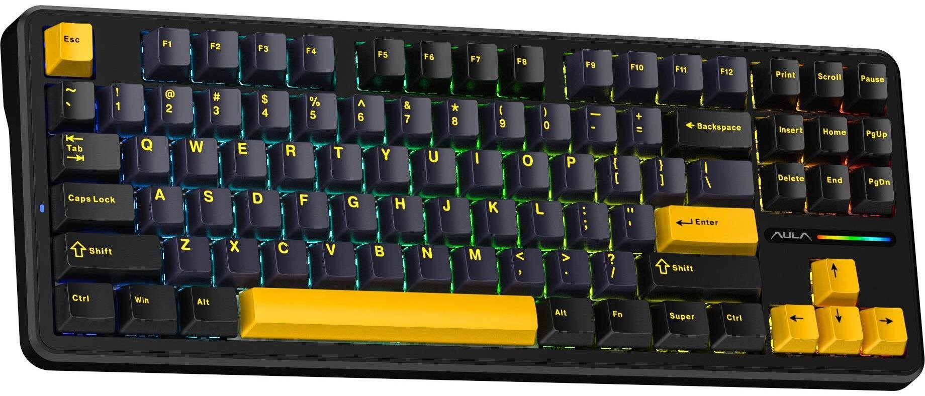 AULA Gasket F87 Thunder Black GrayWood RGB Keyboard-1