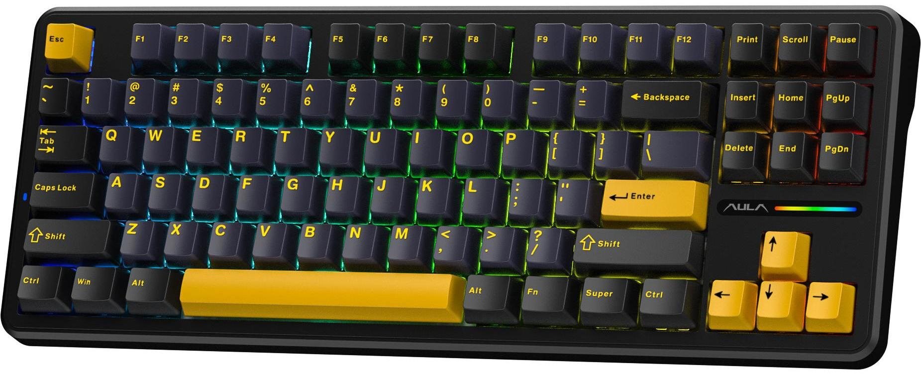 AULA Gasket F87 Thunder Black GrayWood RGB Keyboard-2