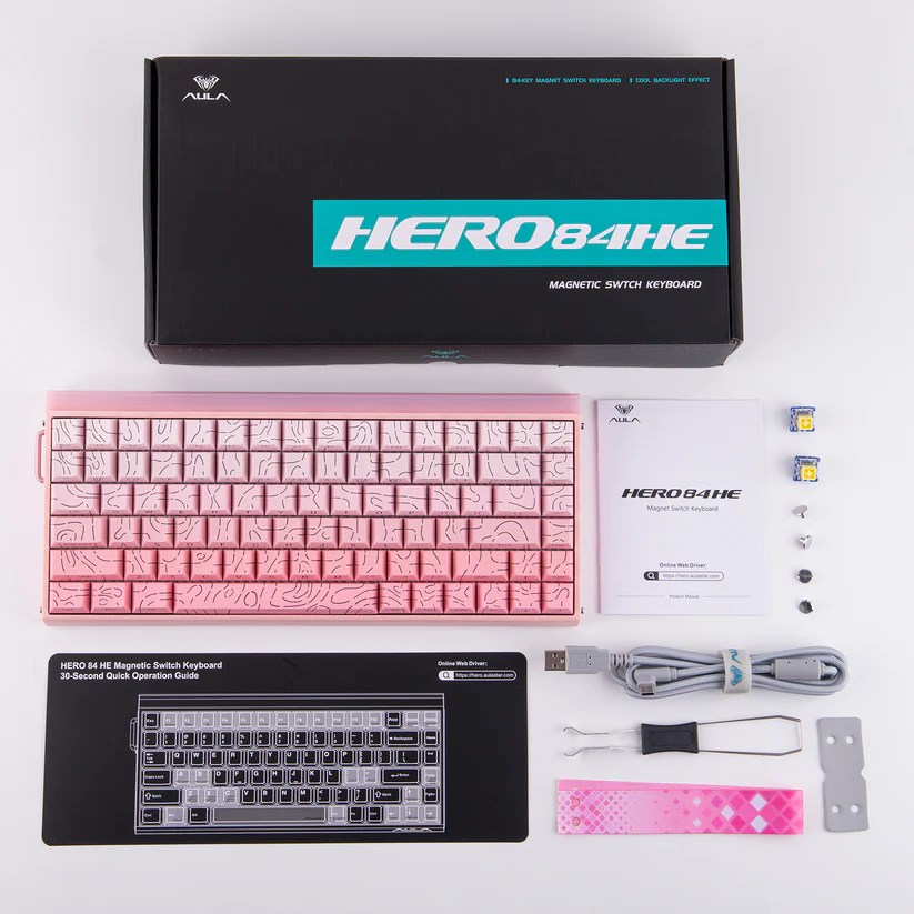 HERO84 HE PINK+Gradient+Contour Dragon King RGB AULA gasket keyboard-14
