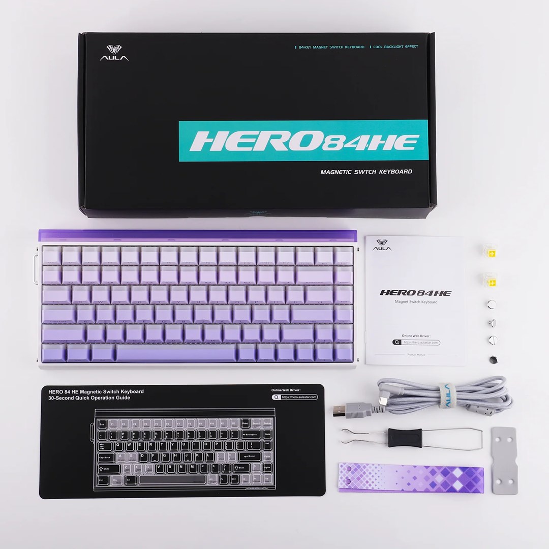 HERO84 HE White+Purple+Gradient+LIGHT JadeKing RGB AULA gasket keyboard-5