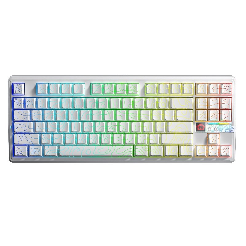 AULA Gasket F87 Pro V2 White Contour Engravered Star Vector RGB Keyboard-0