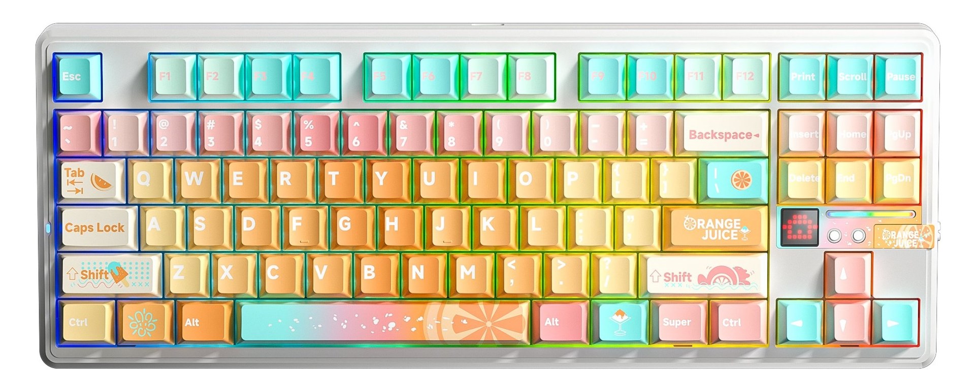 Mehanička tipkovnica AULA F87 Pro V2 Gasket (Kailh Meteorite Ice Cream, RGB, Orange Soda)-0