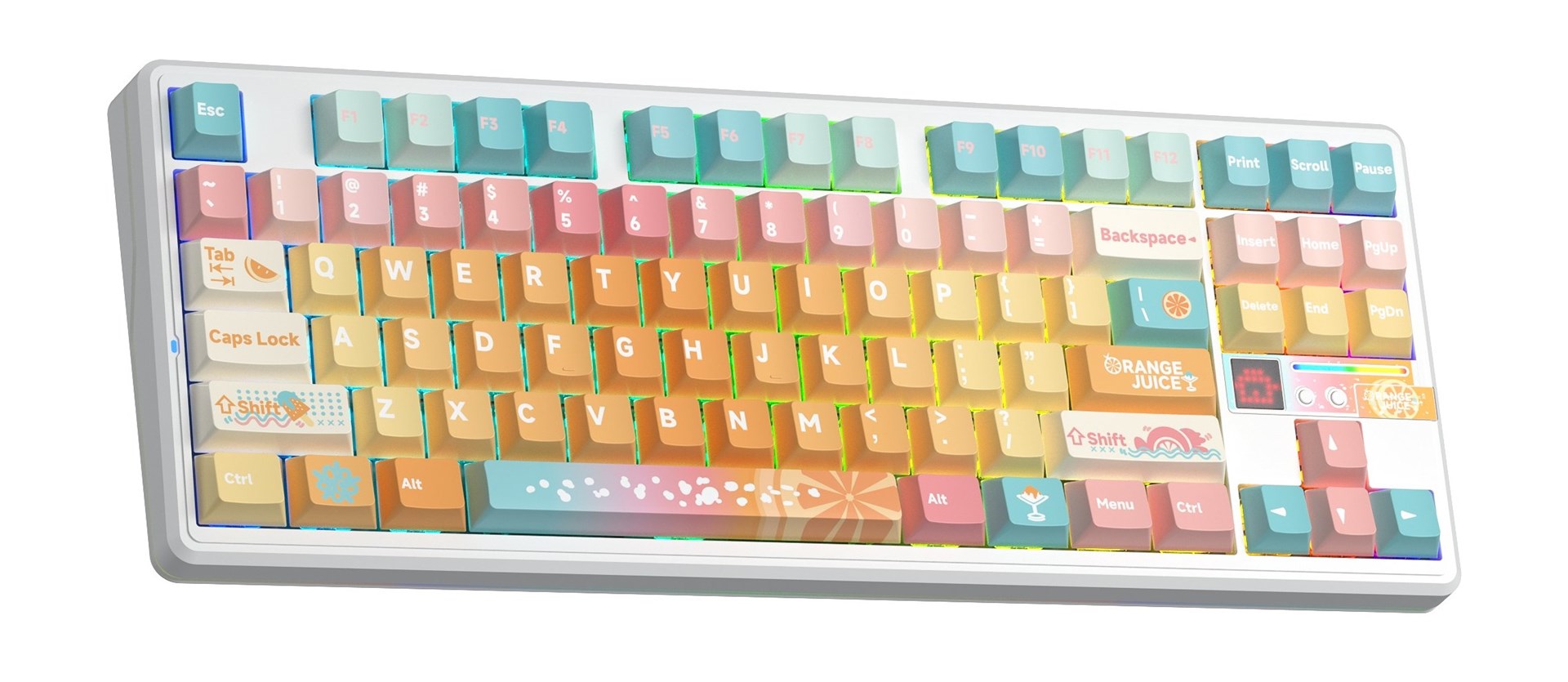 Mehanička tipkovnica AULA F87 Pro V2 Gasket (Kailh Meteorite Ice Cream, RGB, Orange Soda)-1