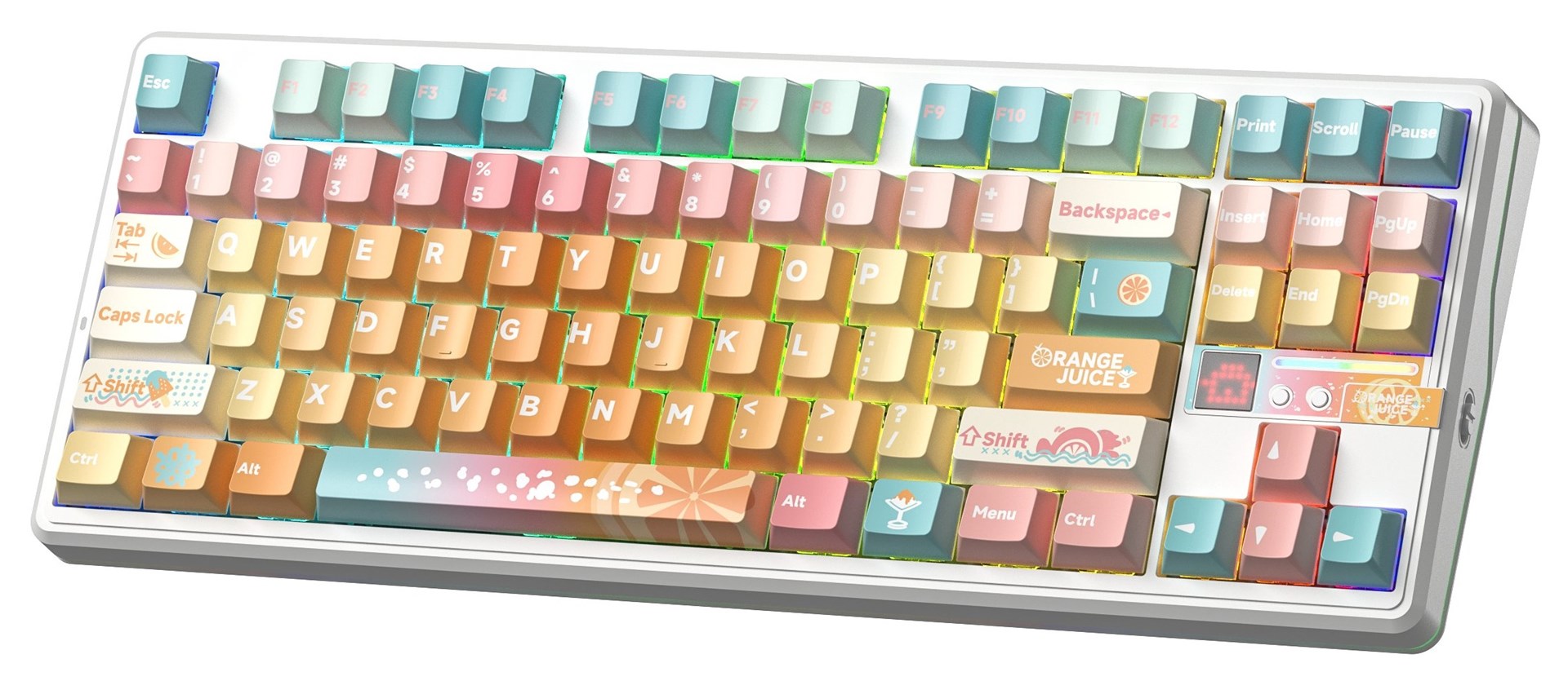 Mehanička tipkovnica AULA F87 Pro V2 Gasket (Kailh Meteorite Ice Cream, RGB, Orange Soda)-2