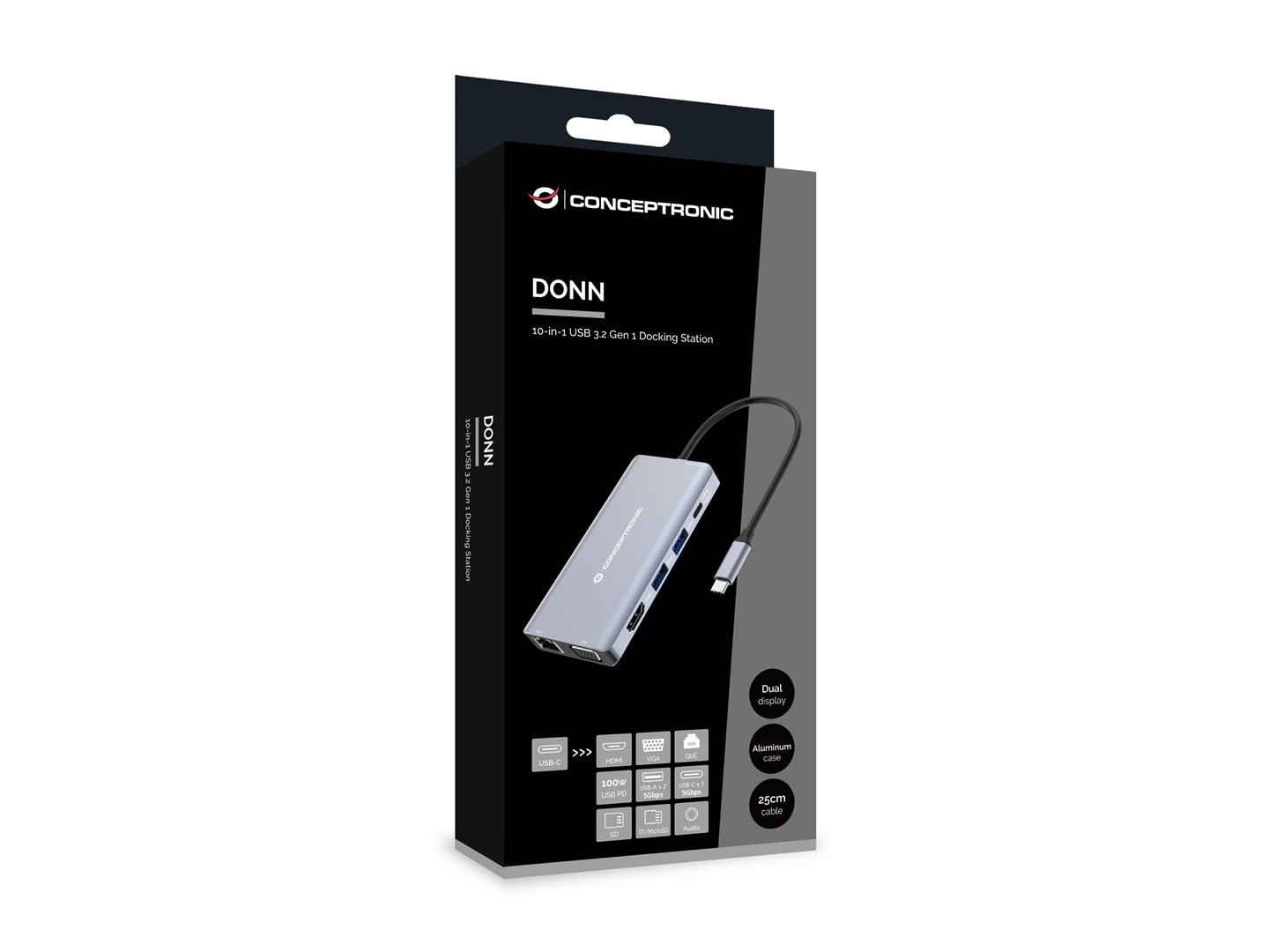 USB-C priključna stanica CONCEPTRONIC DONN20G (10-u-1, 100W PD)-3