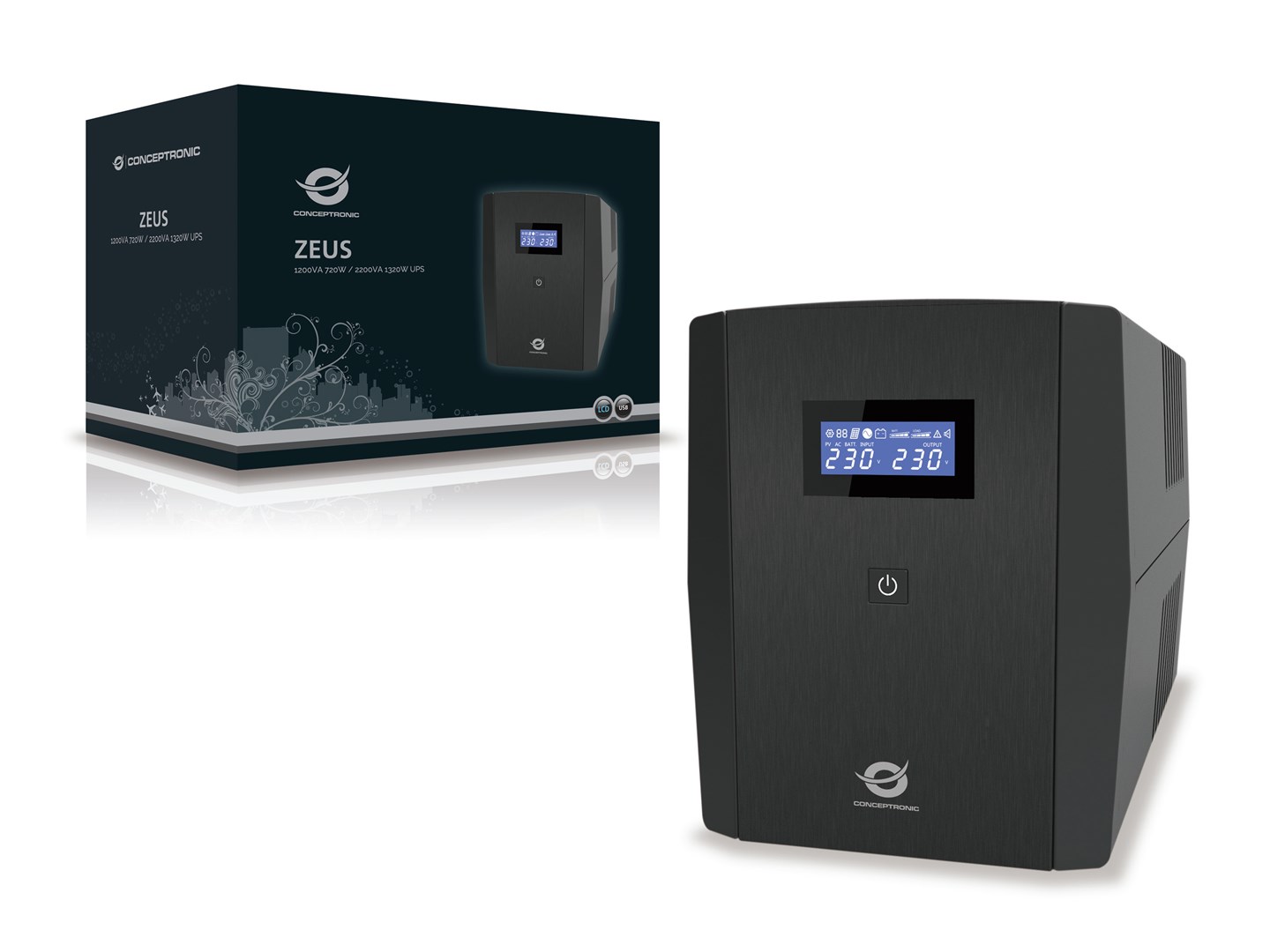 UPS CONCEPTRONIC ZEUS 01 1200VA 720W (2x Schuko, 2x IEC)-1