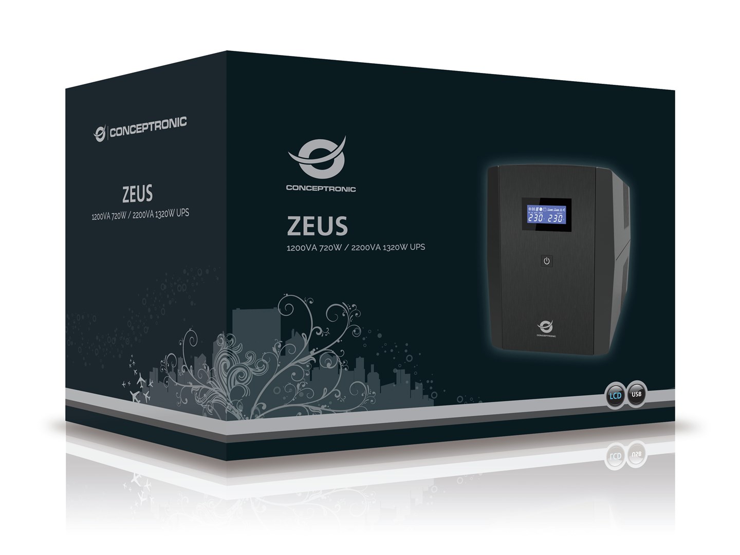 UPS CONCEPTRONIC ZEUS 01 1200VA 720W (2x Schuko, 2x IEC)-2