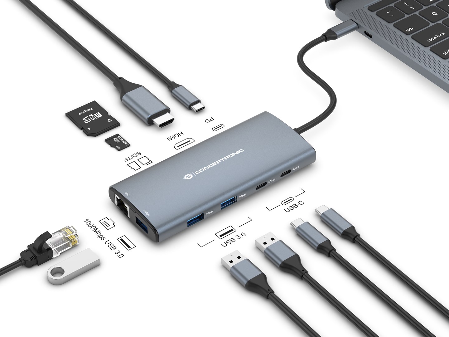 Priključna stanica CONCEPTRONIC DONN06G 10-u-1 USB-C (HDMI, 100W PD, GbE)-2