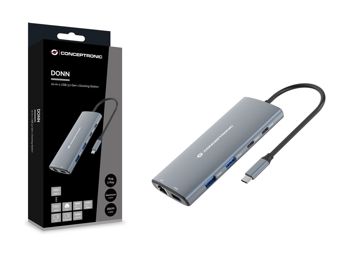 Priključna stanica CONCEPTRONIC DONN06G 10-u-1 USB-C (HDMI, 100W PD, GbE)-5
