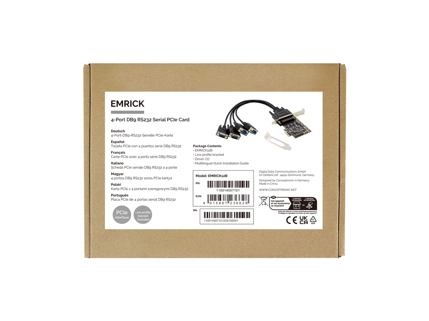 CONCEPTRONIC 4-portna RS-232 serijska PCIe kartica C05-135-1