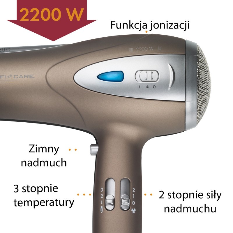 Sušilo za kosu PROFICARE PC-HTD 3113 (2200W, ionska funkcija, smeđa boja)-3