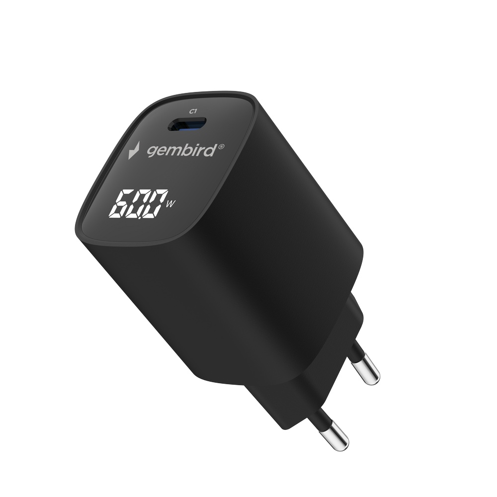Brzi punjač GEMBIRD EG-UQC3-02 60W USB-C s LCD zaslonom, crna boja-1