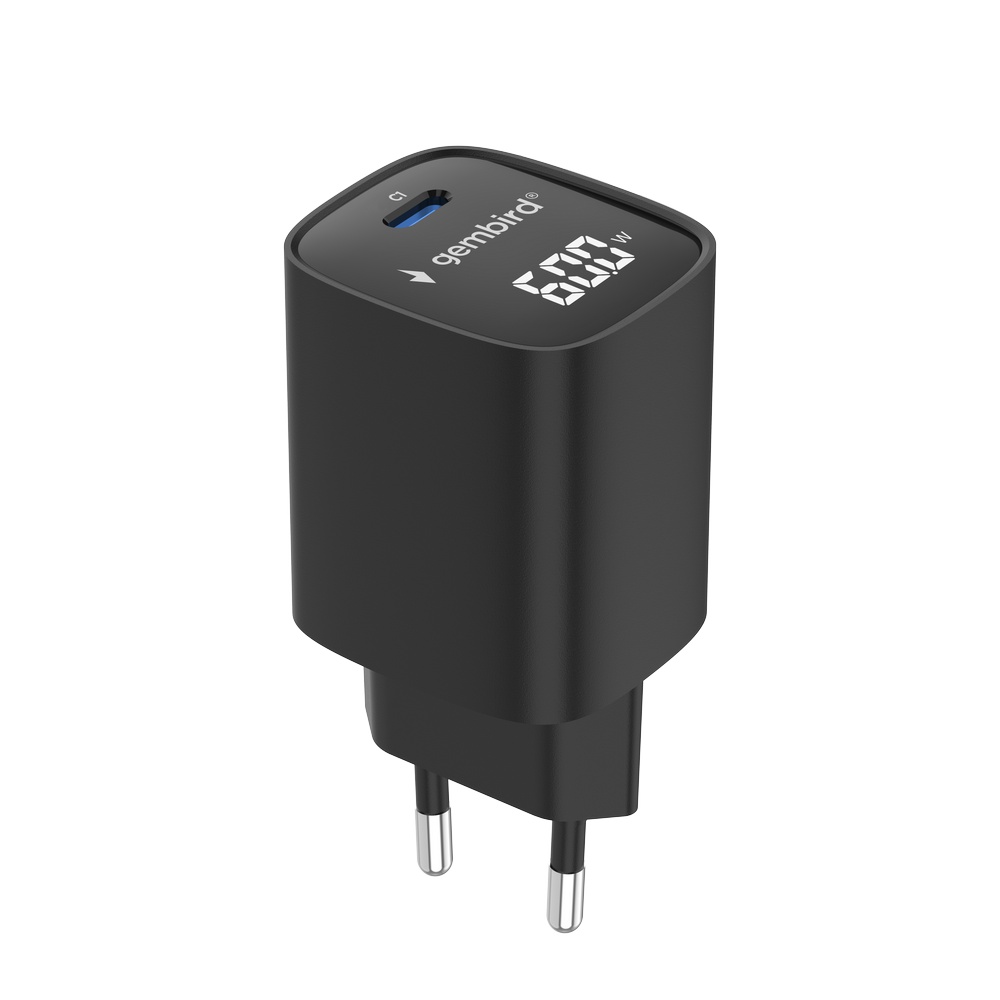 Brzi punjač GEMBIRD EG-UQC3-02 60W USB-C s LCD zaslonom, crna boja-2