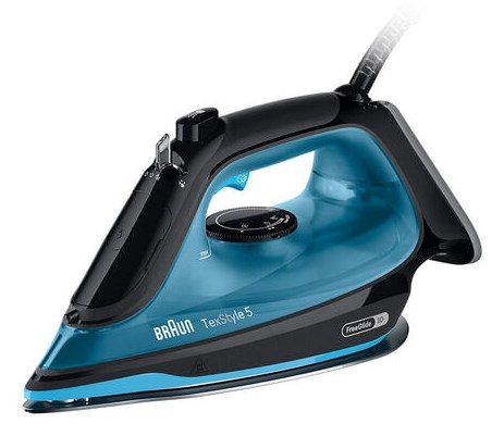 Braun TexStyle 5 Steam iron Ceramic soleplate 2600 W Black, Blue-0