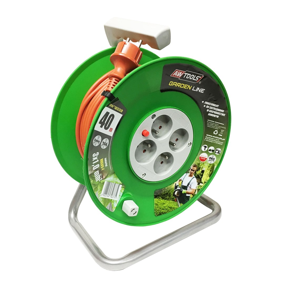 AWTOOLS EXTENSION CABLE GARDEN LINE DRUM 10m 3x1mm 10A / 2300W