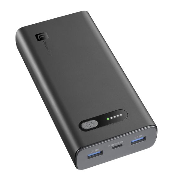 Prijenosna baterija CELLULARLINE Fast Turbo PD 20000 (20000 mAh, 20W, crna boja)-1