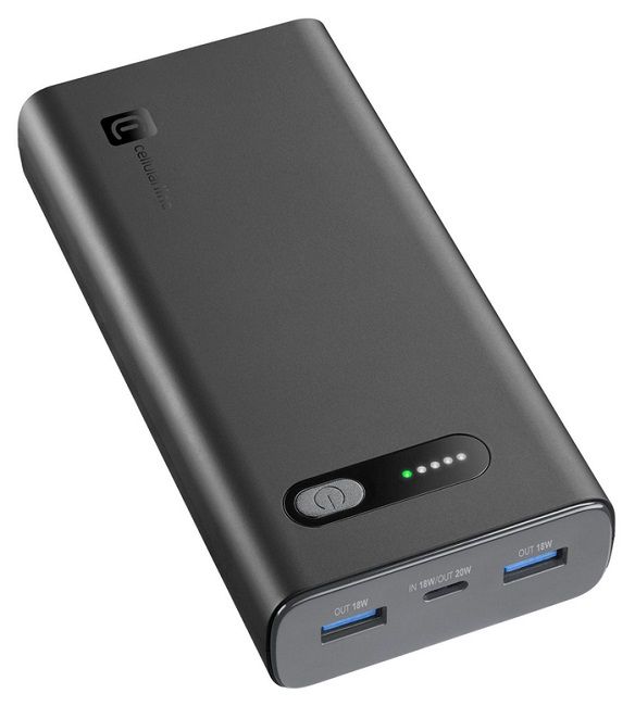 Prijenosna baterija CELLULARLINE Fast Turbo PD 20000 (20000 mAh, 20W, crna boja)