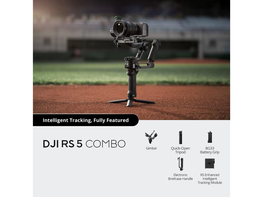 Gimbal stabilizator DJI RS 5 Combo (3-osna stabilizacija, nosivost do 3 kg, do 14 h rada, crna boja)-12