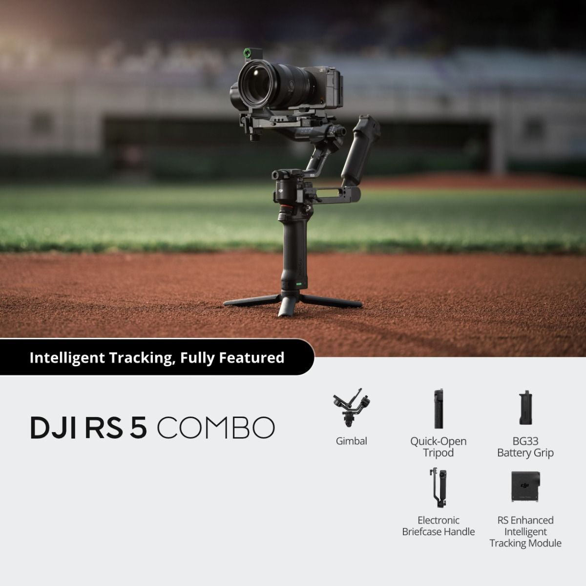 Gimbal stabilizator DJI RS 5 Combo (3-osna stabilizacija, nosivost do 3 kg, do 14 h rada, crna boja)-4