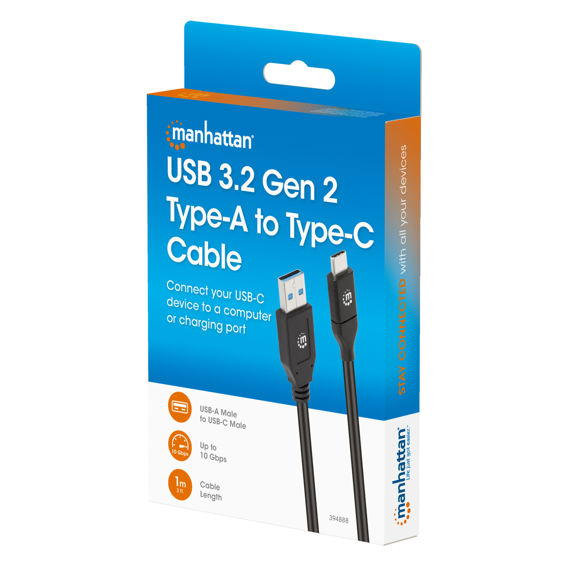 Kabel MANHATTAN USB 3.2 Gen 1, USB-A na USB-C, 1m, crna boja-2