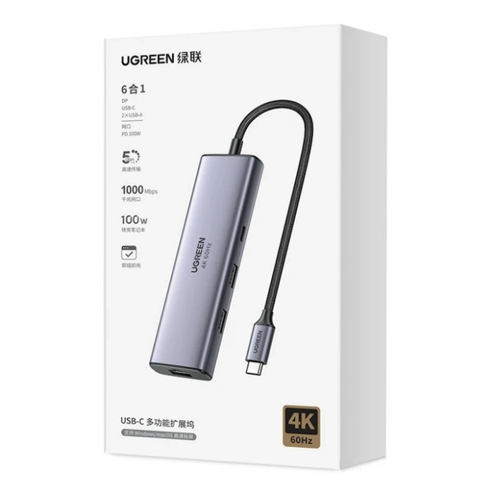USB-C Hub 6-u-1 UGREEN CM512 (100W PD, 4K@60Hz DisplayPort)-3