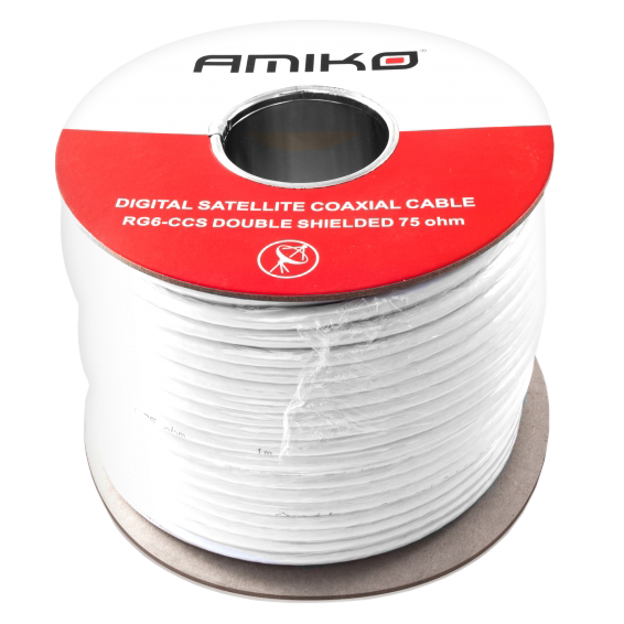 Koaksijalni kabel AMIKO RG-6 (90dB, 100m, motalica)