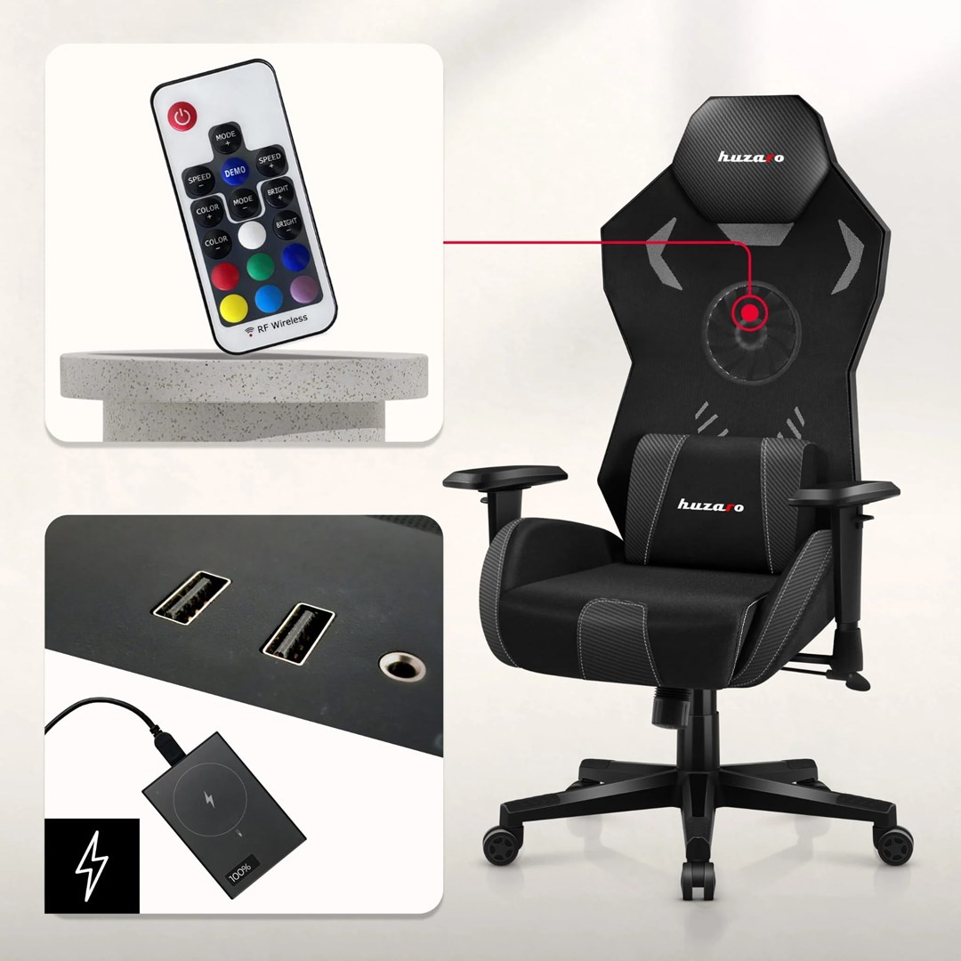 Gaming stolica HUZARO Combat 7.6 RGB, crna boja-5