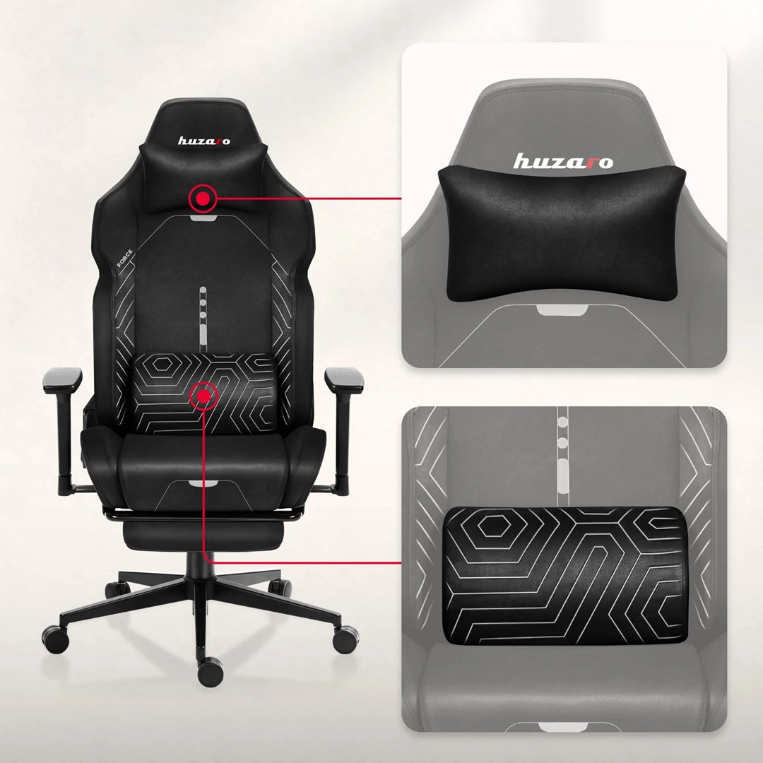 Gaming stolica HUZARO Force 8.1 Black s osloncem za noge-3