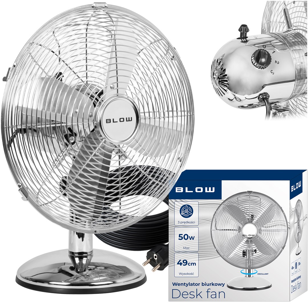 BLOW 12"/30cm 50W Silver Metal Desk Fan-2