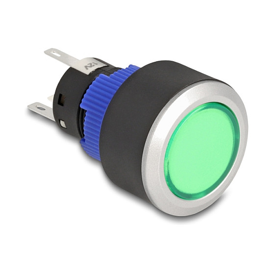 Drucktaster zum Einbau 22 mm 5 x LÃ¶tanschluss Taster flach Kunststoff LED grÃ¼n