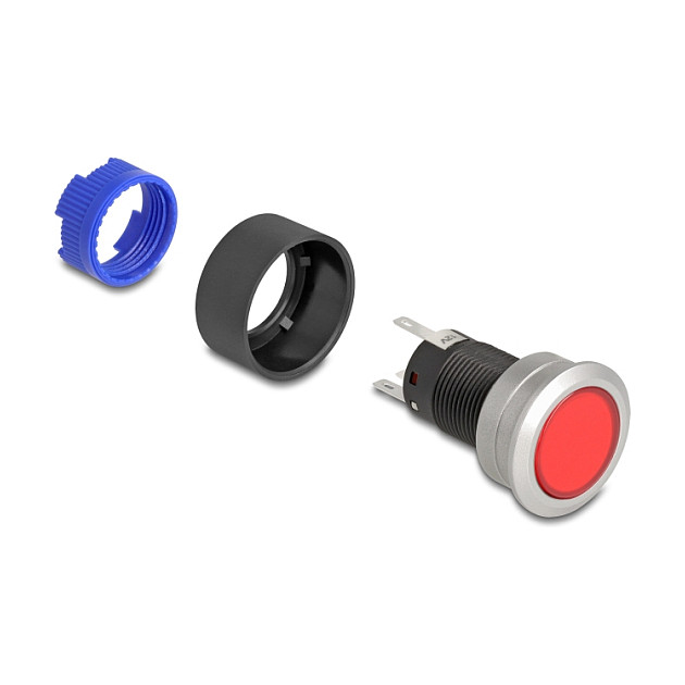 Ugradbeno tipkalo DELOCK 22 mm s crvenom LED diodom, 22047-2