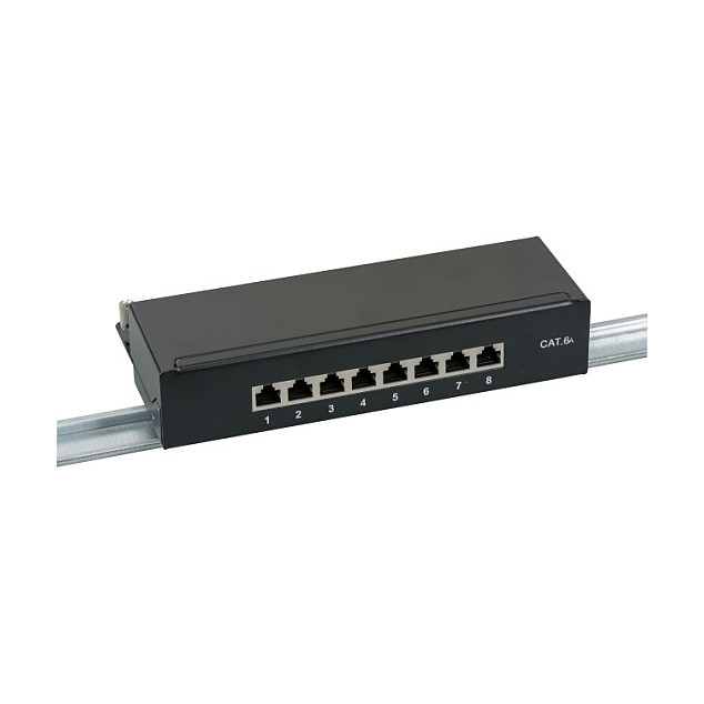 EFB Mini-Patchpanel STP 8xRJ45 Cat.6A, 10 1HE, RAL9005 schwarz-2