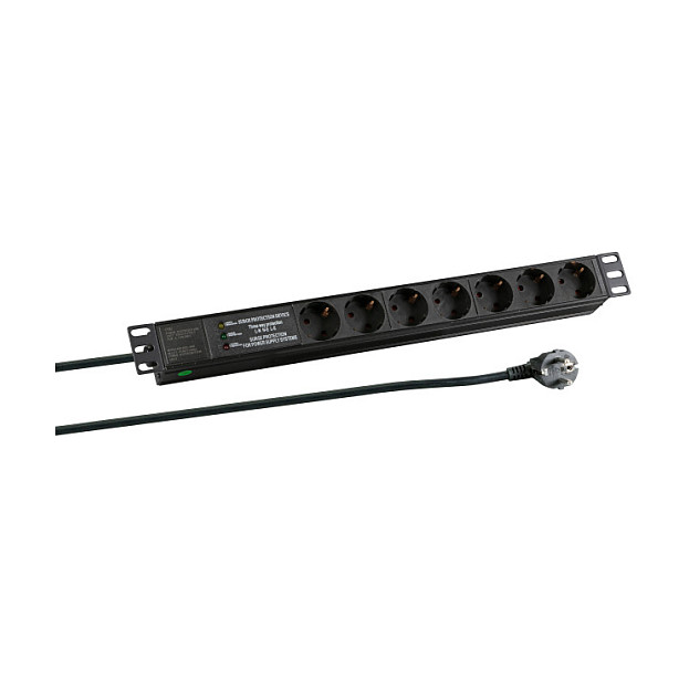 19 1HE Steckdosenleiste 7 x CEE 7/3 mit SS, im Aluprofil, schwarz-0