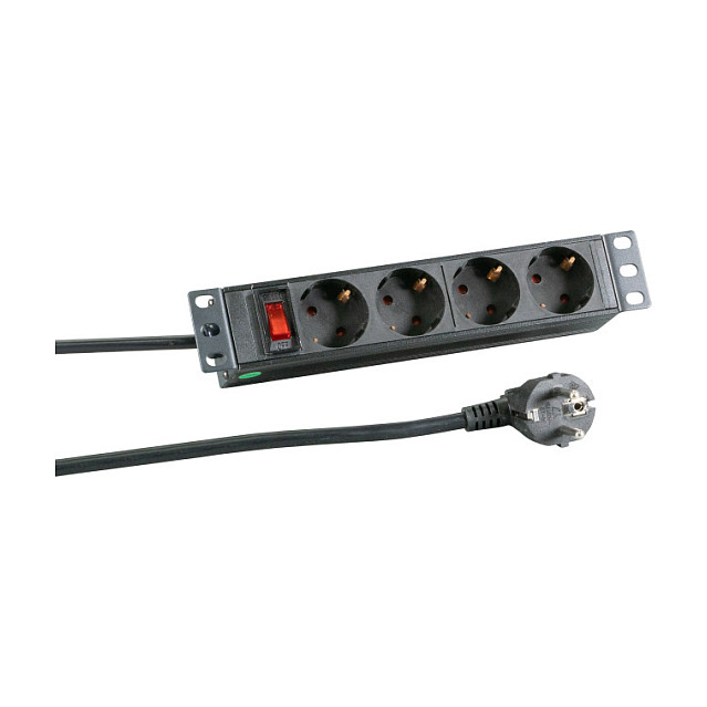 Razdjelnik napajanja EFB ELEKTRONIK za 10" rack (1U, 4x Schuko, s prekidačem)-0