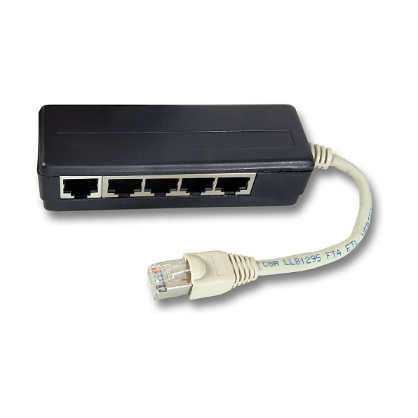 EFB ISDN 5-fach Adapter, RJ45 Stecker / 5 x RJ45 Buchse, terminiert